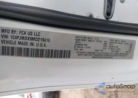 2021 Jeep Cherokee Limited 4X4 из США, поврежденный, VIN 1C4PJMDX9MD219418